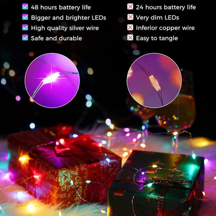 Brightown 12 Pack Easter Led Fairy Lights Battery Operated String Lights Waterproof Silver Wire 7 Feet 20 Led Firefly Starry Moon Lights for DIY Wedding Party Bedroom Patio Christmas