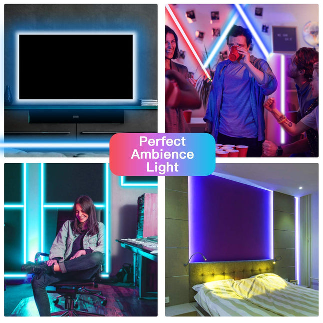 TJOY LED Strip Lights with 44 Key Remote Control 50ft, Multi-Color RGB LED Lights, Color Changing LED Light Strip for Bedroom, LED Strip Lighting for Room Decor Aesthetic, TV, DIY