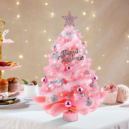 Mini Christmas Tree, Small Christmas Tree Prelit, 24" Table top Christmas Tree with Decorations, Little Christmas Tree for Desk Table Bedroom Kids Room, Small Xmas Tree Christmas Desk Decorations