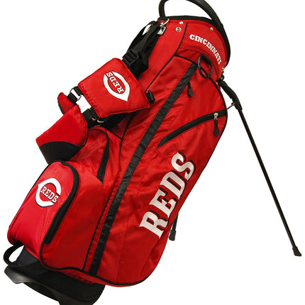 Team Golf MLB Cincinnati Reds Fairway Golf Stand Bag, Lightweight, 14-way Top, Spring Action Stand, Insulated Cooler Pocket, Padded Strap, Umbrella Holder & Removable Rain Hood