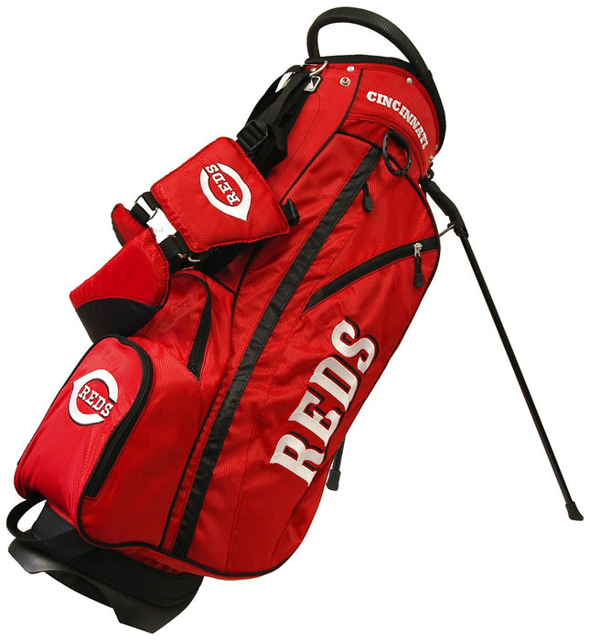 Team Golf MLB Cincinnati Reds Fairway Golf Stand Bag, Lightweight, 14-way Top, Spring Action Stand, Insulated Cooler Pocket, Padded Strap, Umbrella Holder & Removable Rain Hood