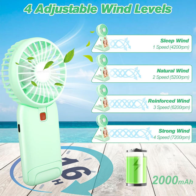 Mini Handheld Mirror Fan, Portable Fan Small Personal Fan Usb Charger, 4 Speed Adjustable Hand Fan With Mirror, Makeup Eyelash