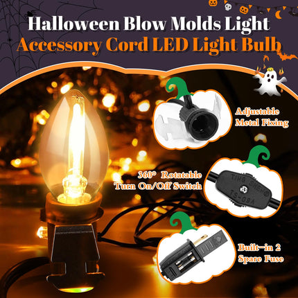 11.8ft Accessory Cord with 6 LED Light Bulb - 1 Pack Blow Mold Light with C7 Lamp with Switch, Christmas Village Light for Holiday, Indoor Decor, Craft Projects (Orange)