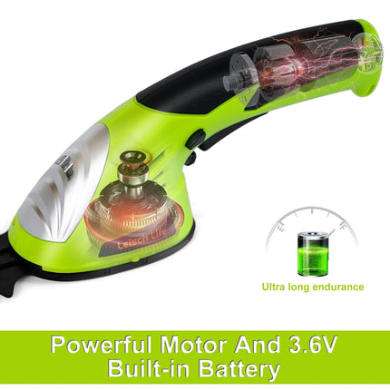 Leisch Life Cordless Grass Shear & Shrubbery Trimmer - 2 in 1 Handheld Hedge Trimmer Electric Grass Trimmer Hedge Shears w/Pruning Scissor Rechargeable Lithium-Ion Battery and Charger Included