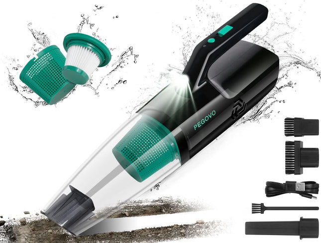 Car Vacuum Cordless Rechargeable, 9000Pa High Power Hand Vacuum Cordless Rechargeable,Small Mini Wireless Handheld Car Vacuum Cleaner, Handy Cordless Vacuum Cleaner With 2 Washable Filtersled Light