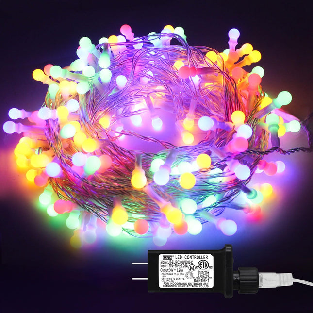 75FT 200 LED Chrismtas String Lights Globe Fairy Lights Mini Ball String Lights with 8 Lighting Modes for Bedroom Home Garden Porch Xmas Wedding Party Decoration(Multi-Colored)