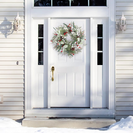 22 Inch Christmas Wreaths for Front Door, Christmas Wreath with Pinecone, Berry and Cypress, Christmas Door Wreath,Christmas Year
