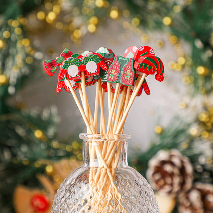 200 Pieces Christmas Cocktail Picks Ugly Sweater Cake Toppers Medals Glasses Gloves Hats Bows Appetizer Toothpicks Christmas Food Picks Skewers for Holiday Drink Fruit Dessert, 4.7 Inches