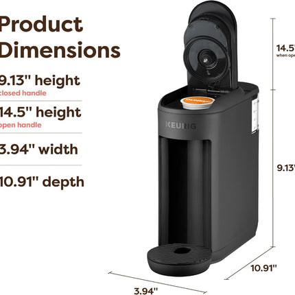 Keurig K-Mini Mate Single Serve Coffee Maker – Ultra-Compact 4” Width, Travel Mug Friendly, Ideal Holiday Gift for Small Spaces, Black
