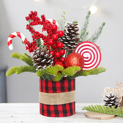 Mini Christmas Tree, Small Tabletop Christmas Tree Tiny Artificial Xmas Tree Little Potted for Christmas Holiday Desk Table Décor Winter Indoor Outdoor Decoration(Red)