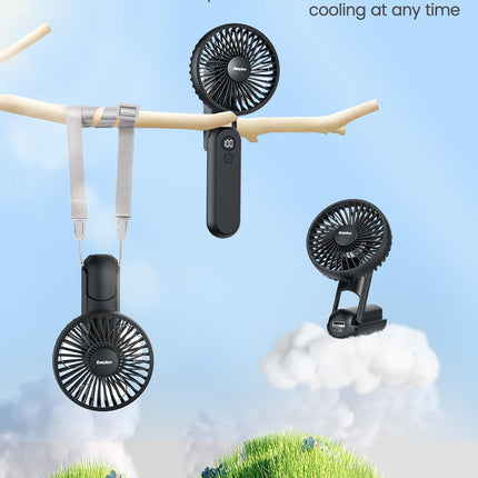 Easyacc Portable Handheld Fan, 5000Mah 32H Rechargable Personal Fan, 5 Speed Powerful Ultra Quiet Usb C Small Desk Fan, 180° Fold