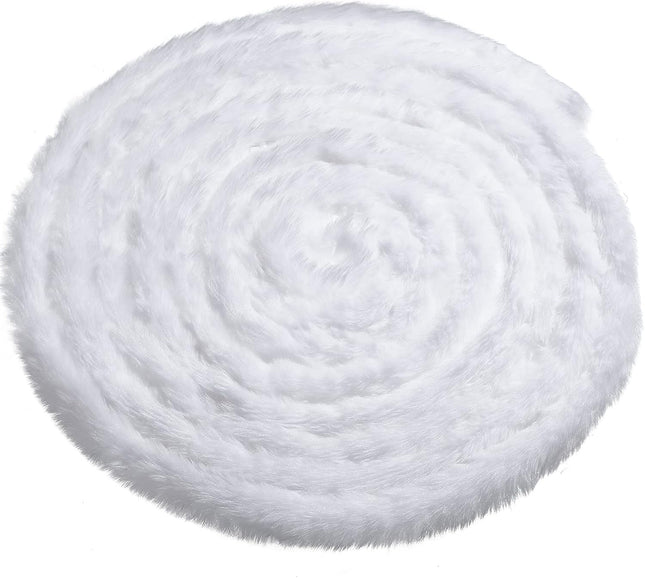 Christmas Faux Fur Ribbon Trim Winter Xmas Tree Winding Garland Artificial Furry Stripe Accessory Holiday Faux Fur Fabric Roll Garland for Xmas Party Sewing Costume Trimming (White, 2 Inch x 40 Ft)