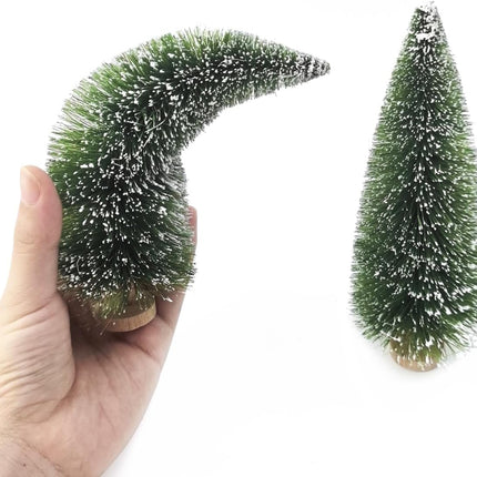 TIHOOD 33PCS Christmas Decorations Mini Christmas Trees, Artificial Christmas Tree Bottle Brush Trees with Wooden Base for Christmas Decor Christmas Party Home Table Craft