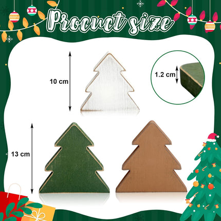 5 Pcs Christmas Table Decorations Christmas Tree Wooden Farmhouse Table Centerpiece Rustic Xmas Tree Wooden standing Table Decors Farmhouse Holiday Wood Christmas Tree Signs for Tiered Tray