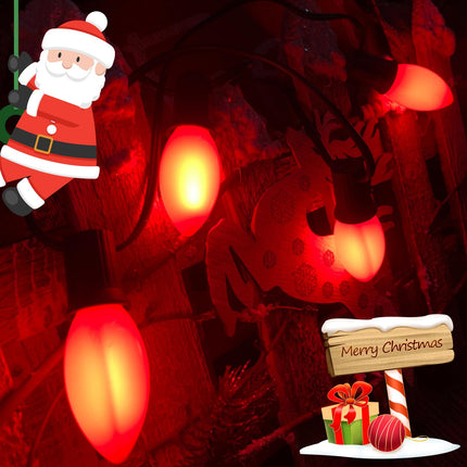 25 Pack Christmas Light Bulbs, C9 Ceramic Red Replacement Bulbs, C9 Outdoor String Lights Replacement Bulbs, C9/E17 Candelabra Base, 7 Watt