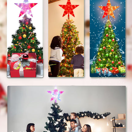 Christmas Star Tree Topper with 128 Light Flashing Modes, Remote Control, 9 Inch Christmas Tree Topper LED Light for Indoor Office Xmas Year Christmas Tree Decorations