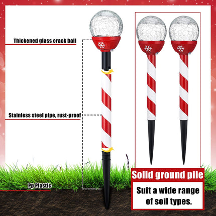 6 Pcs Christmas Solar Pathway Lights Outdoor Stainless Steel Solar Landscape Lights for Yard Patio Garden Outside Christmas Yard Stakes LED Lights Solar Christmas Decorations Outdoor