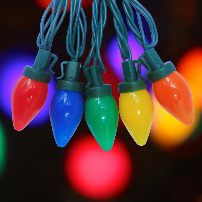 25Ft Christmas Lights Outdoor, C7 LED Christmas Lights with 25 Shatterproof Colored Light Bulbs, Plug in Waterproof Vintage Christmas Lights for Patio Camping Garden Wedding Christmas Outdoor Decor