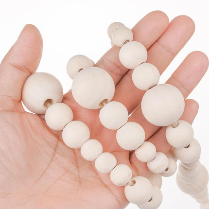 10 Feet Wooden Beaded Garland Rustic Farmhouse Decor Wood Bead Garland Christmas Tree Garland Boho Decoration