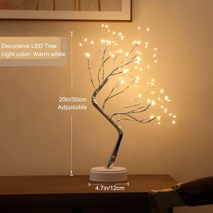 LED Bonsai Tree Light for Room Decor 20" 108 LED Artificial Fairy Light Tree Battery/USB Operated Tabletop Warm Light Lighted Tree for Home Room Decor （8 Function）
