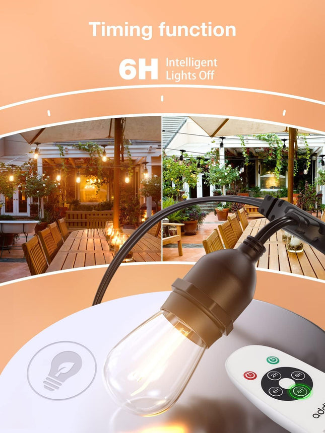 addlon Outdoor String Lights Timer Control, 48FT LED Patio Lights with Edison Vintage Shatterproof Bulbs and Commercial Grade Weatherproof Strand - ETL Listed Heavy-Duty Decorative Lights