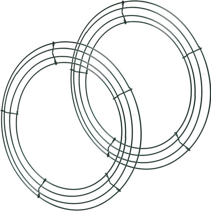 URATOT Wire Wreath Frame Round Christmas Dark Green Wreath Frame Metal DIY Floral Crafts Wire Wreath Ring Round for Year Thanksgiving Valentines Day Decorations (2, 14 inch)