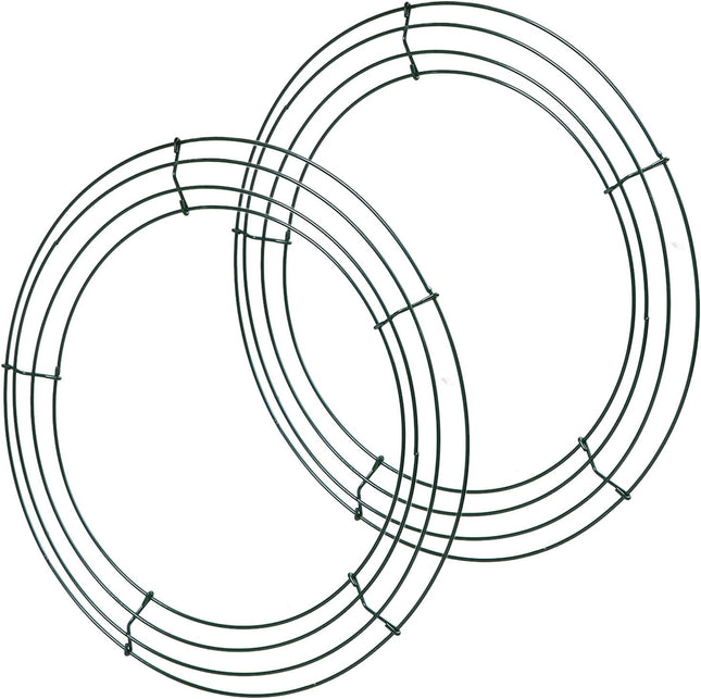 URATOT Wire Wreath Frame Round Christmas Dark Green Wreath Frame Metal DIY Floral Crafts Wire Wreath Ring Round for Year Thanksgiving Valentines Day Decorations (2, 14 inch)