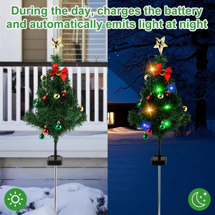 2pcs Solar Christmas Tree Lights Outdoor Decorations, Waterproof LED Solar Powered Christmas Trees Pathway Stake Lights with Super Bright LED Constant for Yard Patio Landscape