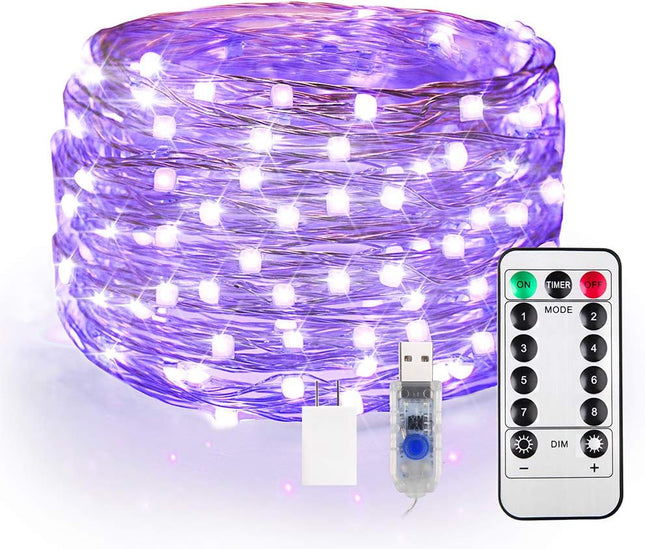 OMIKA 40ft LED UV Black Light, 120 Units 2835 LED UV Lamp Beads 8 Modes Flexible Blacklight Fixtures Fairy String Lights with Remote for Fluorescent Party Stage Lighting Body Paint Halloween Decor