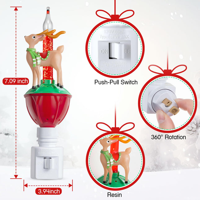 Meonum Christmas Bubble Night Lights Plug into Wall Reindeer Bubble Night Light Plug in 360 Degree Swivel Switch Christmas Bubble Light Night Lights Xmas Bubble Light Night Lights for Bedroom