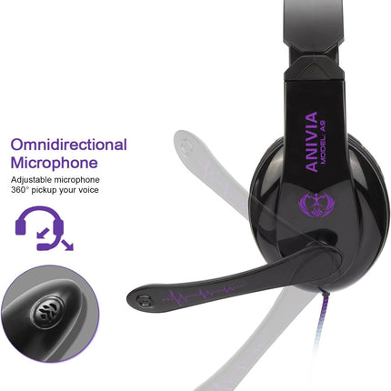Anivia Gaming Headset, AH68 Gaming Headphones with Microphone Noise Cancelling Surround Sound 3.5mm Jack Compatible with Xbox, Switch, PC, Laptop, Nintendo, PS4, PS5 Headsets