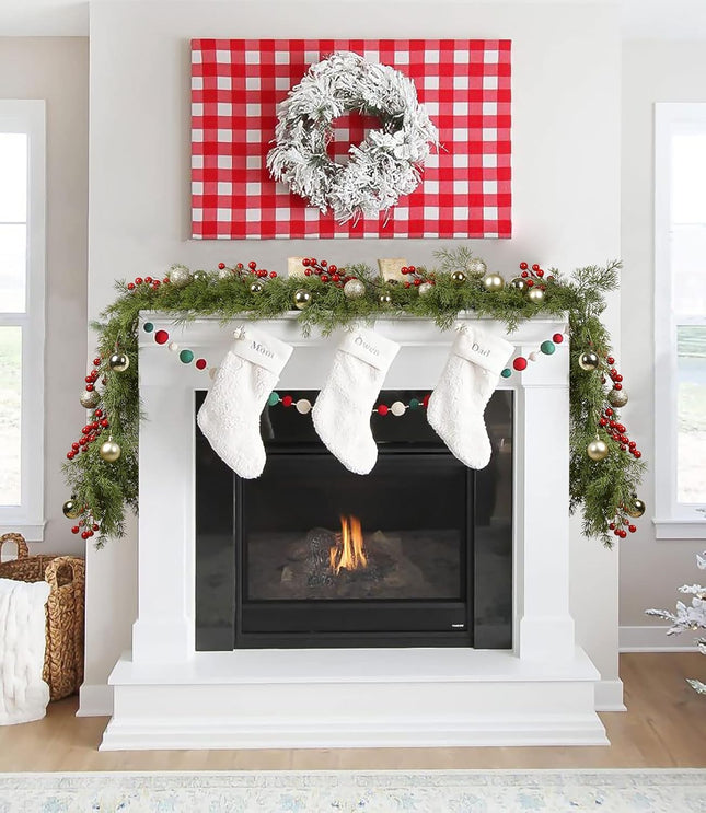 Pine Garland Christmas Decoration, 6ft Christmas Greenery Garland Realistic Cypress Garland Cedar Garland for Holiday Mantel Fireplace Table Centerpiece Decor