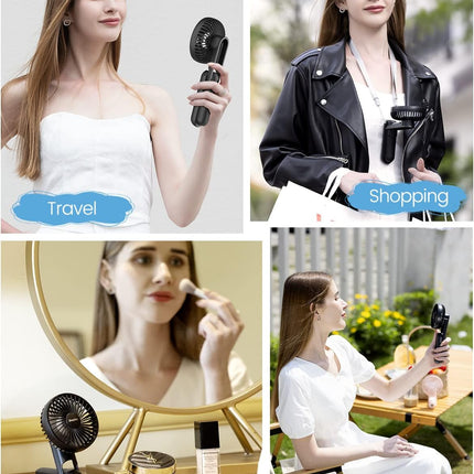 Easyacc Portable Fan For Travel,Rechargeable Handheld Fan, 5 Speed Ultra Quiet 18H Max Cooling Time] With Backup Power Digital
