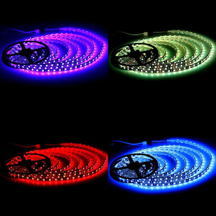 SUPERNIGHT LED Strip Lights, 16.4FT 5M SMD 5050 Waterproof 300LEDs RGB Color Changing Flexible LED Light Strip for Bedroom, TV Back Lighting, Christmas, Valentine's Day (Black PCB)