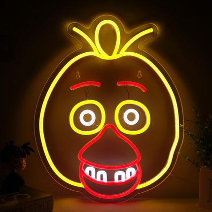 Five Nights at Freddy's Chica neon signs for wall decor，LED Neon Lights for Bedroom，birthday、Christmas s for kids 5V Power Adapter 16.1 12.8Inch