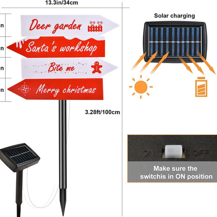 Christmas Solar Stake Lights Outdoor - Christmas Decoration Solar Sign Lights - Xmas Pathway Lights for Holiday Garden, Lawn, Patio, Snowfield Deco