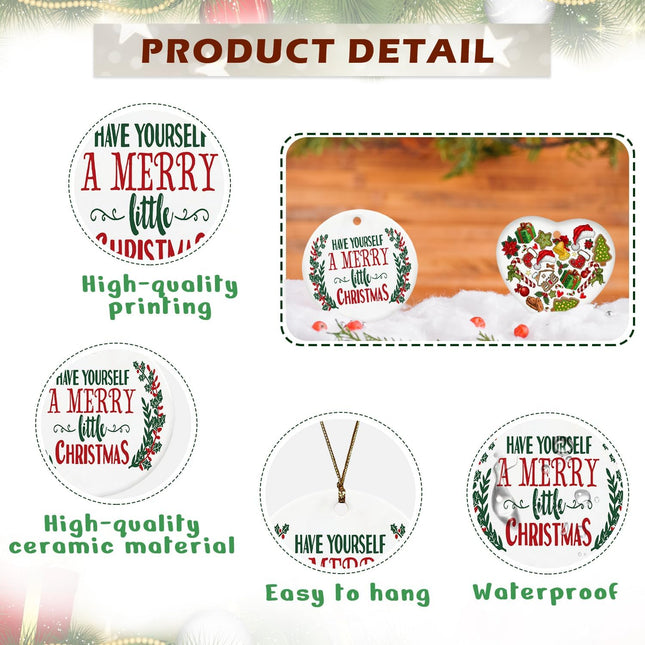 RYYCDOI Christmas Ornaments, Have Yourself a Merry Little Christmas Ornament for Christmas Tree, Christmas Wreath Ornaments, Ceramic Christmas Ornaments, Ceramic Ornament Keepsake Sign