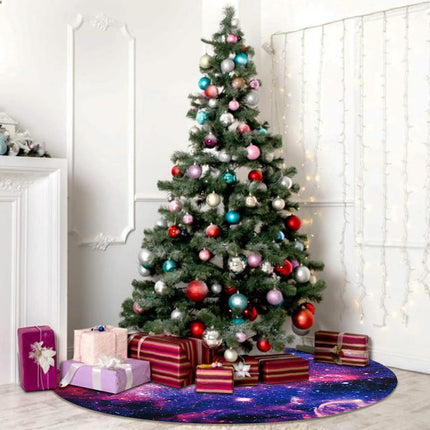 Purple Christmas Tree Skirt, Small Tree Mat 36", Galaxy Purple Blue Christmas Decoration Ornament for Xmas Holiday Party