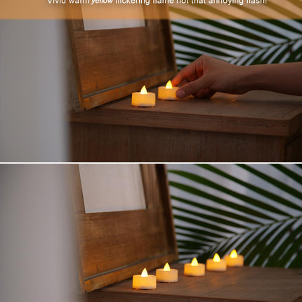 BEICHI 24 PCS Flameless TeaLights Candles with Timer, 6 Hours On and 18 Hours Off in 24 Hours Cycle Automatically, Battery Operated LED Tea Lights Flickering Votive Candles Timer Warm Yellow Light