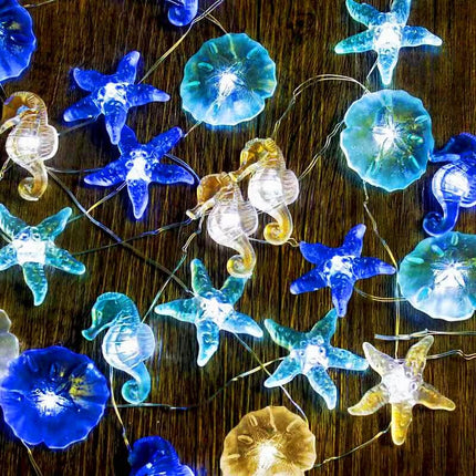 Impress Life Nautical Theme Decorative String Lights, Ocean Decor Under The Sea Sand Dollars Seahorse Beach Lights Battery&USB Plug in with Remote 10 ft 30 LEDs for Covered Outdoor Birthday Party