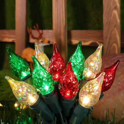 Red White Green Led Christmas String Lights C5 Glass Bulb19FT 70 LEDs ETL Green Wire Indoor Outdoou Use Xmas Holiday Decor