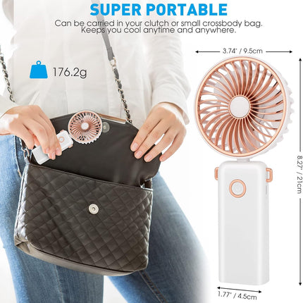Handheld Fan, Portable Fan Usb Rechargeable With 3 Speeds, Battery Operated Electric Powered Mini Fan Foldable Desktop Fans With