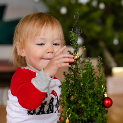 Lenwen Christmas Tree Topper 6.5 Inch Treble Clef Mini Tree Topper Christmas Musical Tree Topper Small Black Wire Tree Topper for Music Themed Christmas Tree Decorations Party Supplies