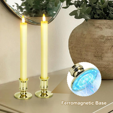 6 Pack Flameless Taper Candles with 2 Remotes, LED Fake Candles with Holders, Battery Operated Pillar 3D flame Candles of Real Wax for Home Decor, Wedding, Table, Festival, Halloween, Christmas