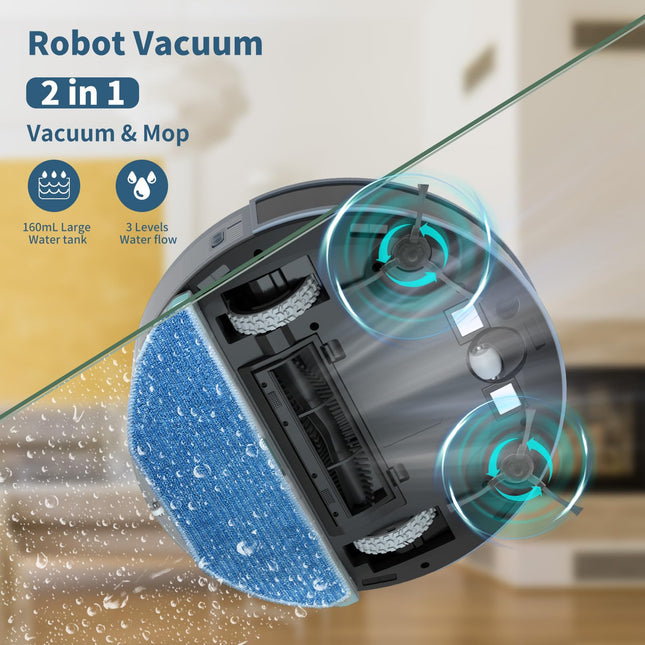 Robot Vacuum And Mop Combo, Lidar Navigation, 4000Pa Suction, Nogo Zone, 200Mins Runtime, Smart Mapping Robotic Vacuum, Wifiappalexa Control, Ideal For Pet Hair, Hard Floor And Carpet
