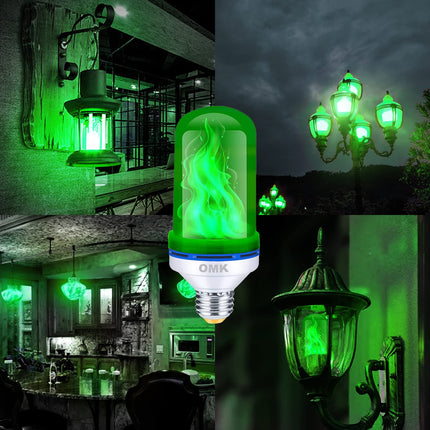 OMK - Christmas Decorations LED Flame Effect Light Bulbs - est d 4 Modes Green Fire Simulated Lamps - Holiday/Christmas s/Indoor/Outdoor Decoration Lights (2Pack)