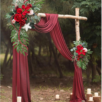 Christmas Wedding Arch Flowers, Faux Flower Swag Set of 2, Xmas Red Floral Swag, Welcome Flowers, Flower Swags for Wedding Arch, Wedding Flowers for Welcome Signs, Reception Ceremony Signs Decor