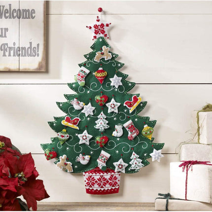 Bucilla Felt Applique Advent Calendar Kit, 17 by 24-Inch, Nordic Tree