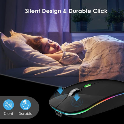 Wireless Gaming Mouse,Rechargeable Lightweight Honeycomb Gaming Mouse with RGB Backlit,USB Receiver,Ergonomic Grips,One-Click Desktop(Black1)