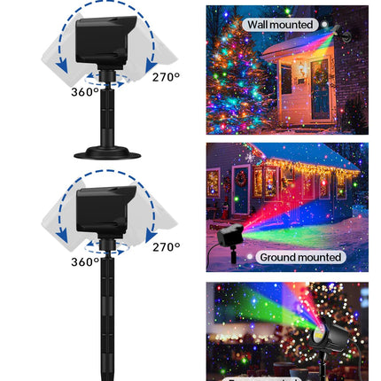 Laser Christmas Projector Lights Outdoor, Christmas Decorations Stars Light Show, Efficient Heat Dissipation, Waterproof, Holiday Projector Decorations for House/Garden/Party/Wedding (Black)